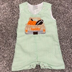 Monogrammed “Teddy” romper NWOT.